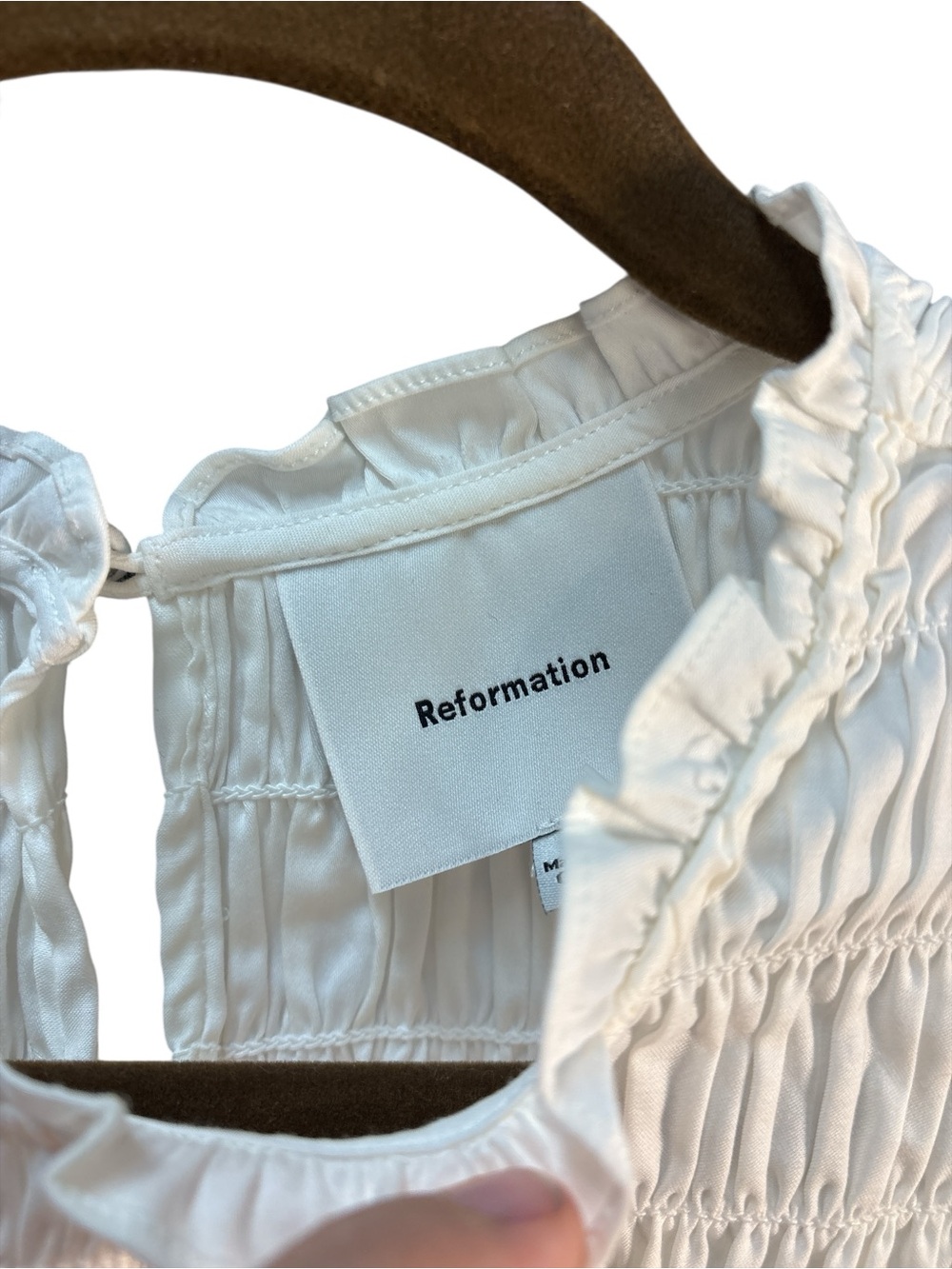 NWT Reformation Leannah Puff Sleeve Smocked Mini Dress White Size 6 MSRP $228 - Picture 6 of 9